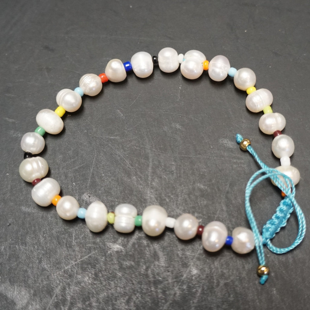 Baroque Freshwater Pearl Rainbow Seed Bead Bracelet