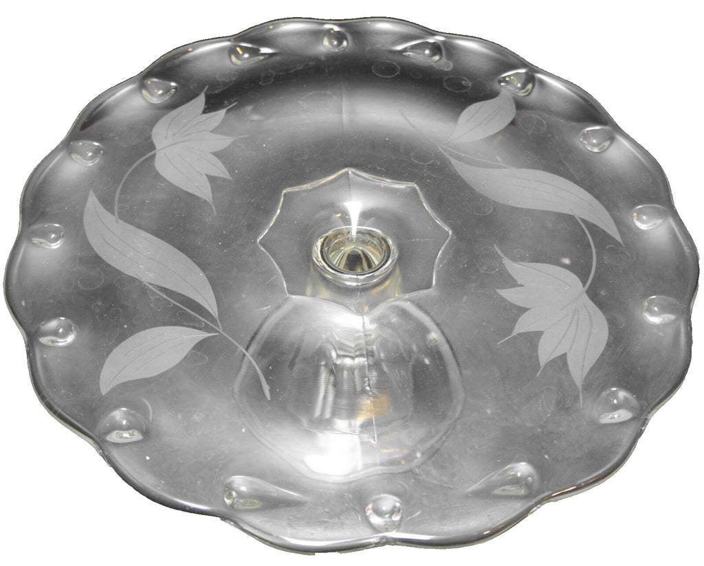 Indiana Glass Teardrop Clear Cake Stand Etched Flowers