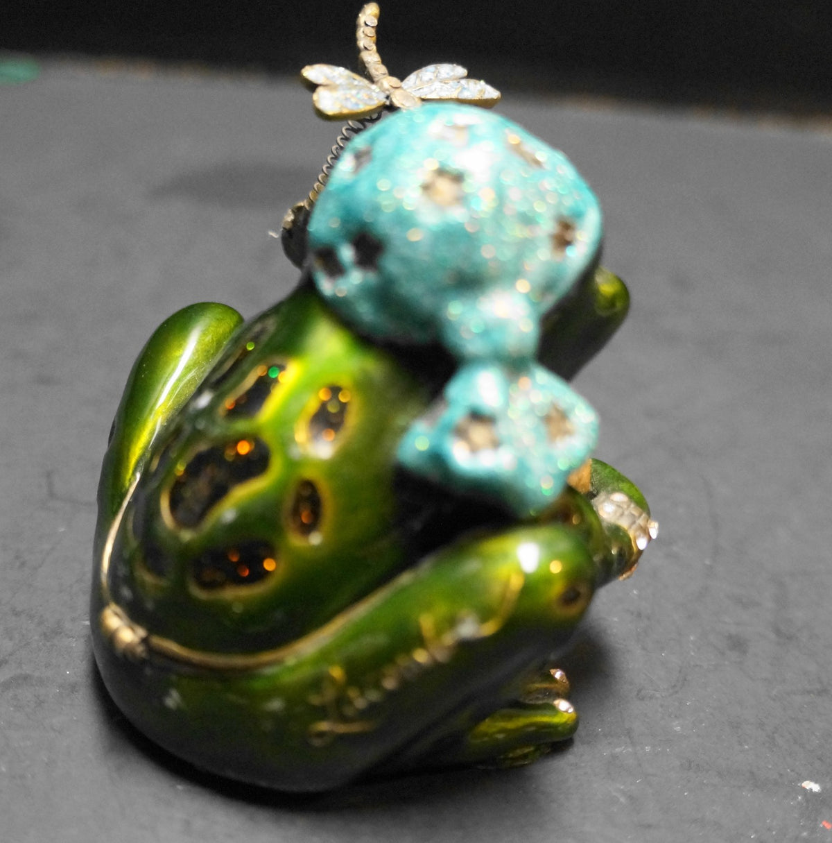 Lacombe Freddy the Frog Enamel Jeweled Trinket Box