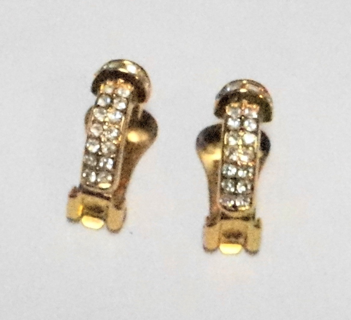 Christian Dior Gold Plated Crystal Half Hoop Clip Earrings