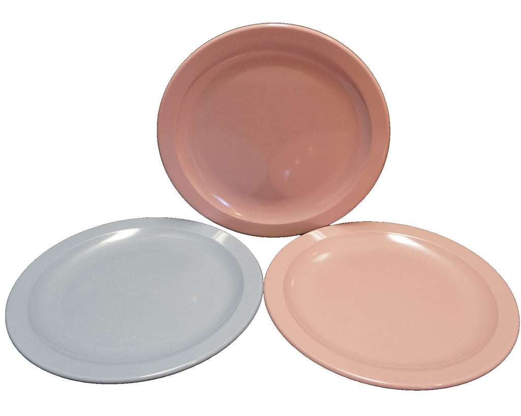 Texas Ware Blue Pink Mauve Dinner Plates Set of 3