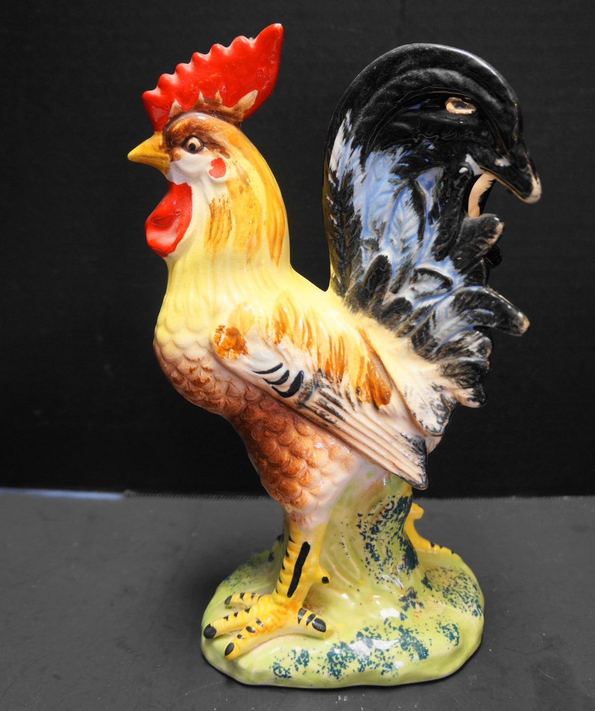Hand Painted Rooster Figurine Large Ceramic Japan Farmhouse Decor