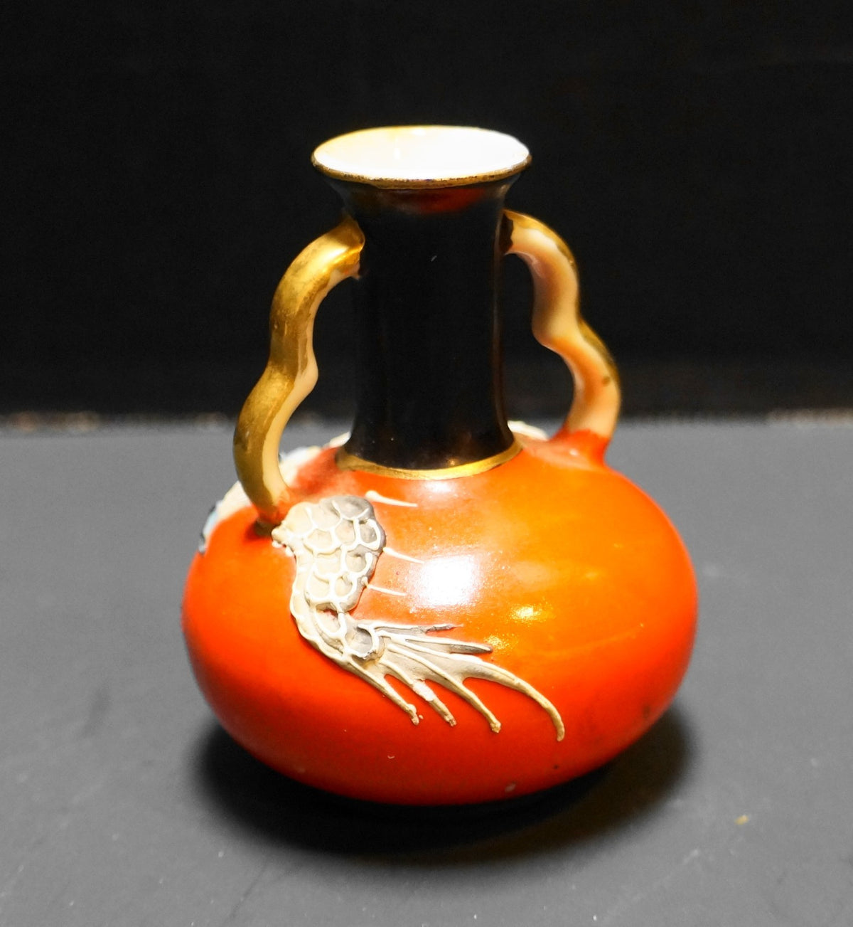 Dragonware Red Miniature Double Handle Vase 2 3/4"