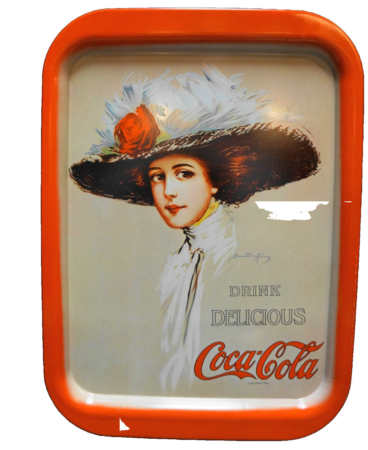 Drink Delicious Coca-Cola Hamilton King Artwork Lady Rectangle Tray 1970s