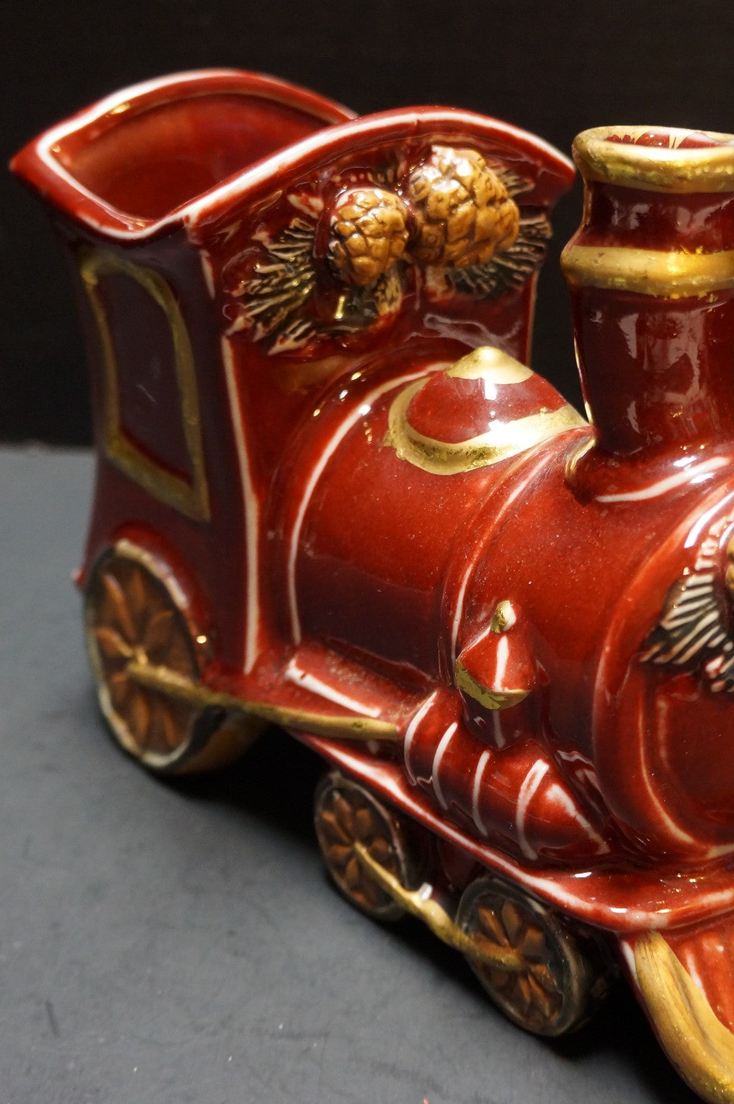 Brick Red Ceramic Christmas Train Planter