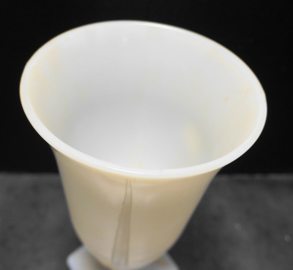 White Milk Glass Urn Vase Square Base Art Deco