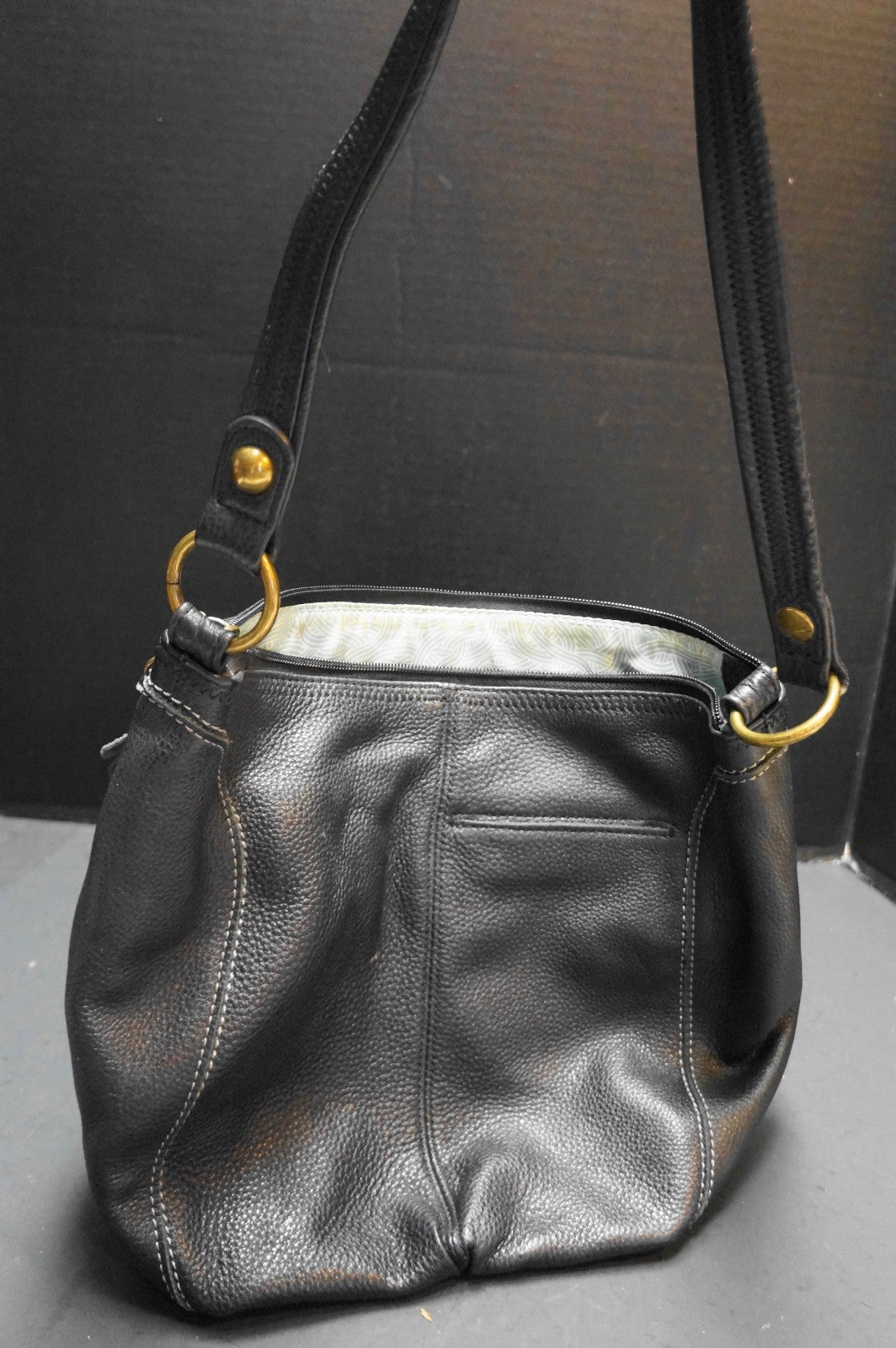 The Sak Black Iris Pebbled Leather Soft Slouch Hobo Shoulder Bag