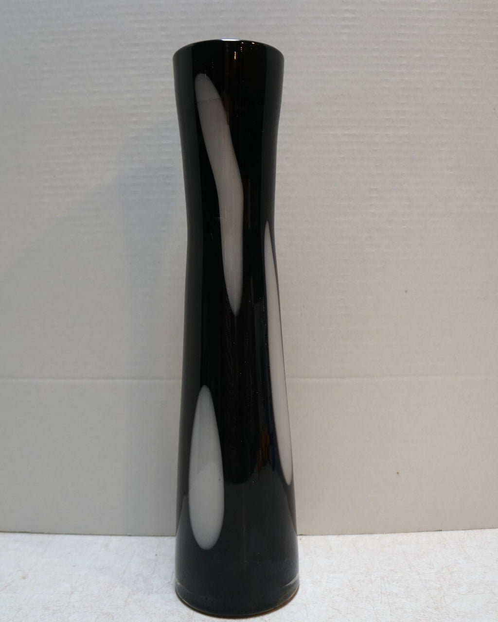 CYS Excel Art Glass Black White Tall Vase 15 IN