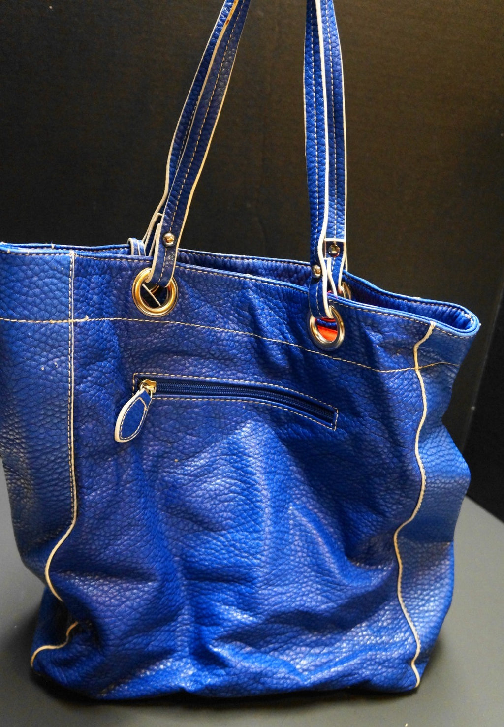 Red by Marc Ecko Royal Blue Tote Bag Purse Pebbled Texture Vinyl Faux Leather