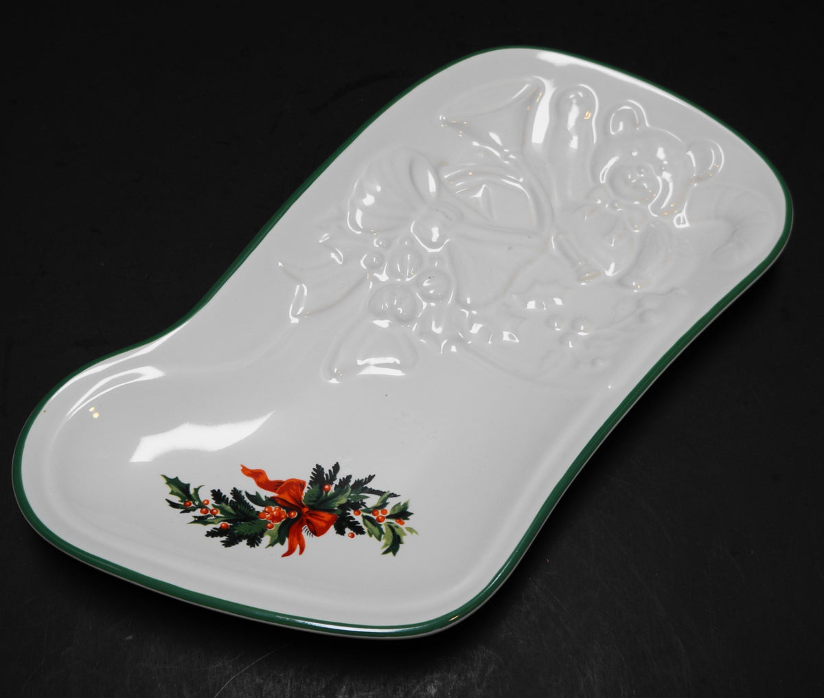 Pfaltzgraff Christmas Heritage Stocking Shaped Plate Tray 10 5/8 IN