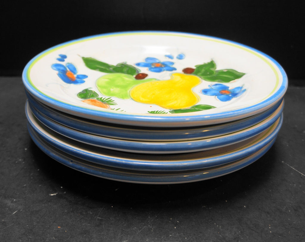 Himark Portugal Hand Painted Fruit Flowers Dinner Plates Terra Cotta