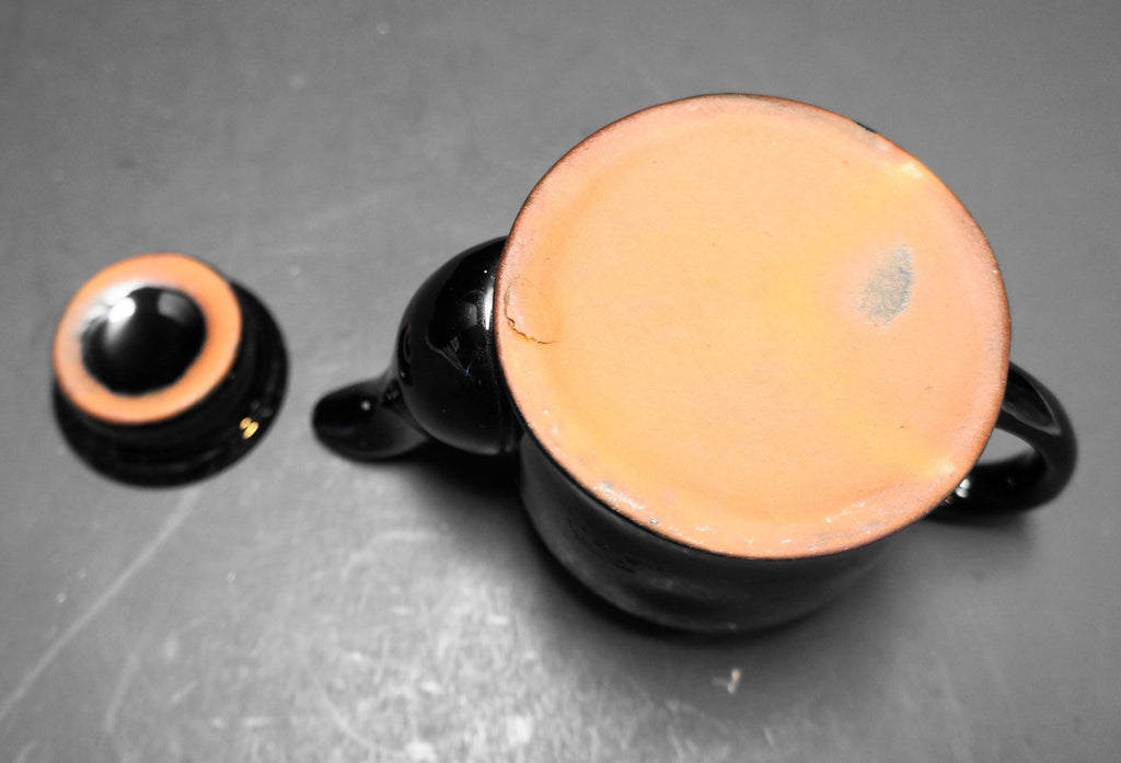 Black Glazed Redware Individual 1 Cup Teapot