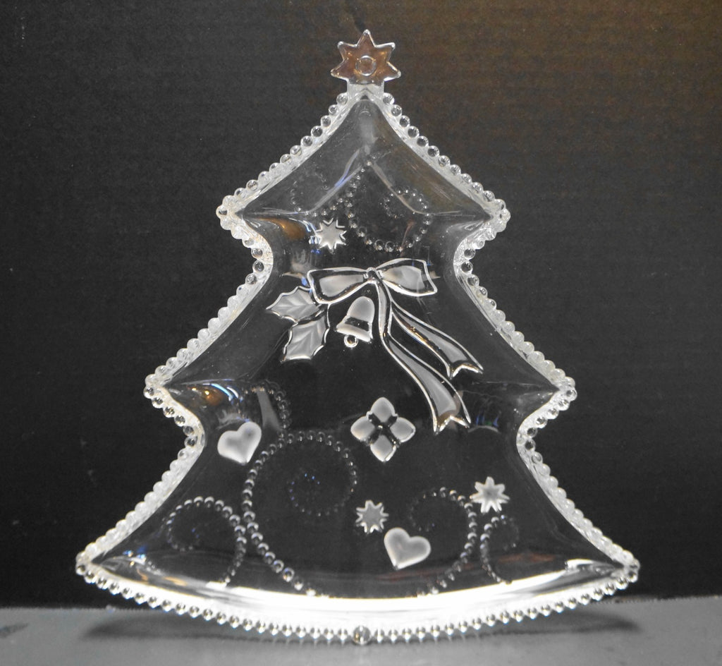 Mikasa Crystal Christmas Tree Fiesta Pattern Tray Plate Dish