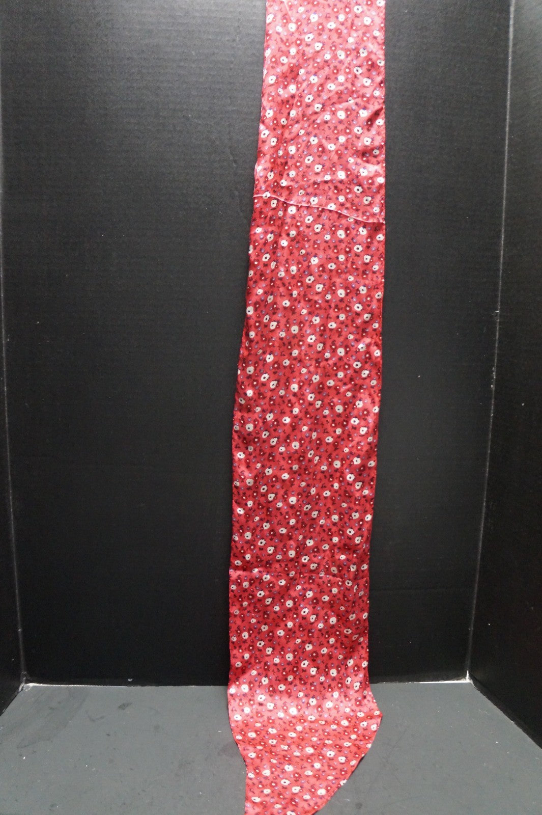 Raspberry Pink Small Floral Point Oblong Angled Silk Scarf