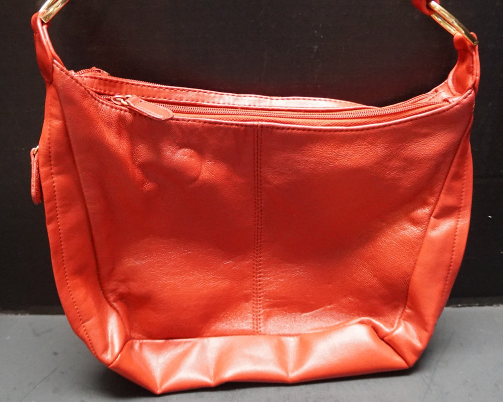 Red Leather Shoulder Bag Purse Adjustable Strap