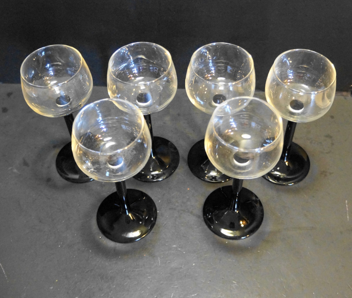 Luminarc Domino Black Stem Clear Bowl Rhine Wines Set of 6