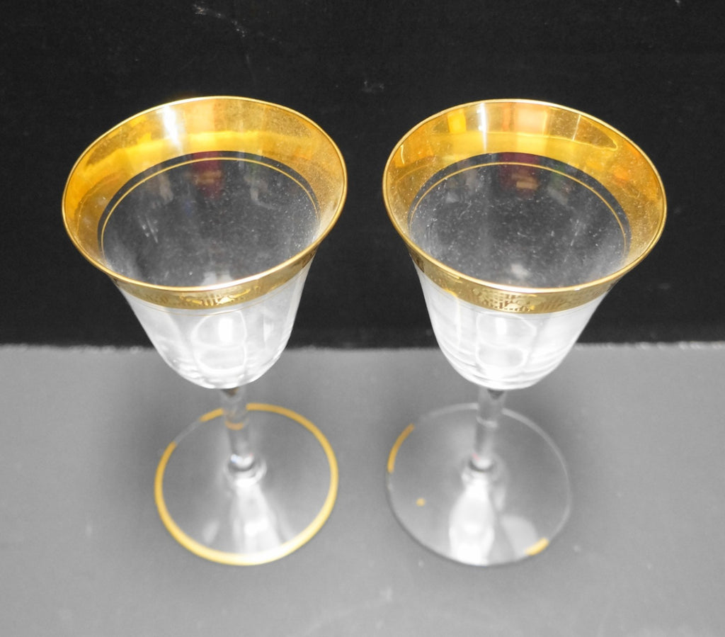 Tiffin Rambler Rose 24K Gold Encrusted Claret Wines Pair 5 3/8"