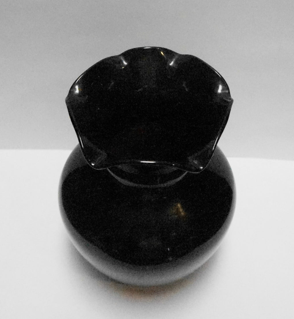 Black Amethyst Weston Westite Depression Glass Small Shoulder Vase Ruffle Crimpe