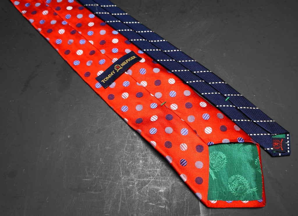 Tommy Hilfiger Red Silk Tie Blue Polka Dots Patriotic USA