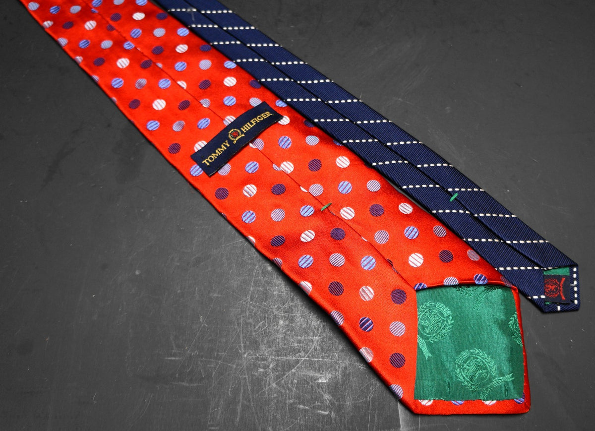Tommy Hilfiger Red Silk Tie Blue Polka Dots Patriotic USA