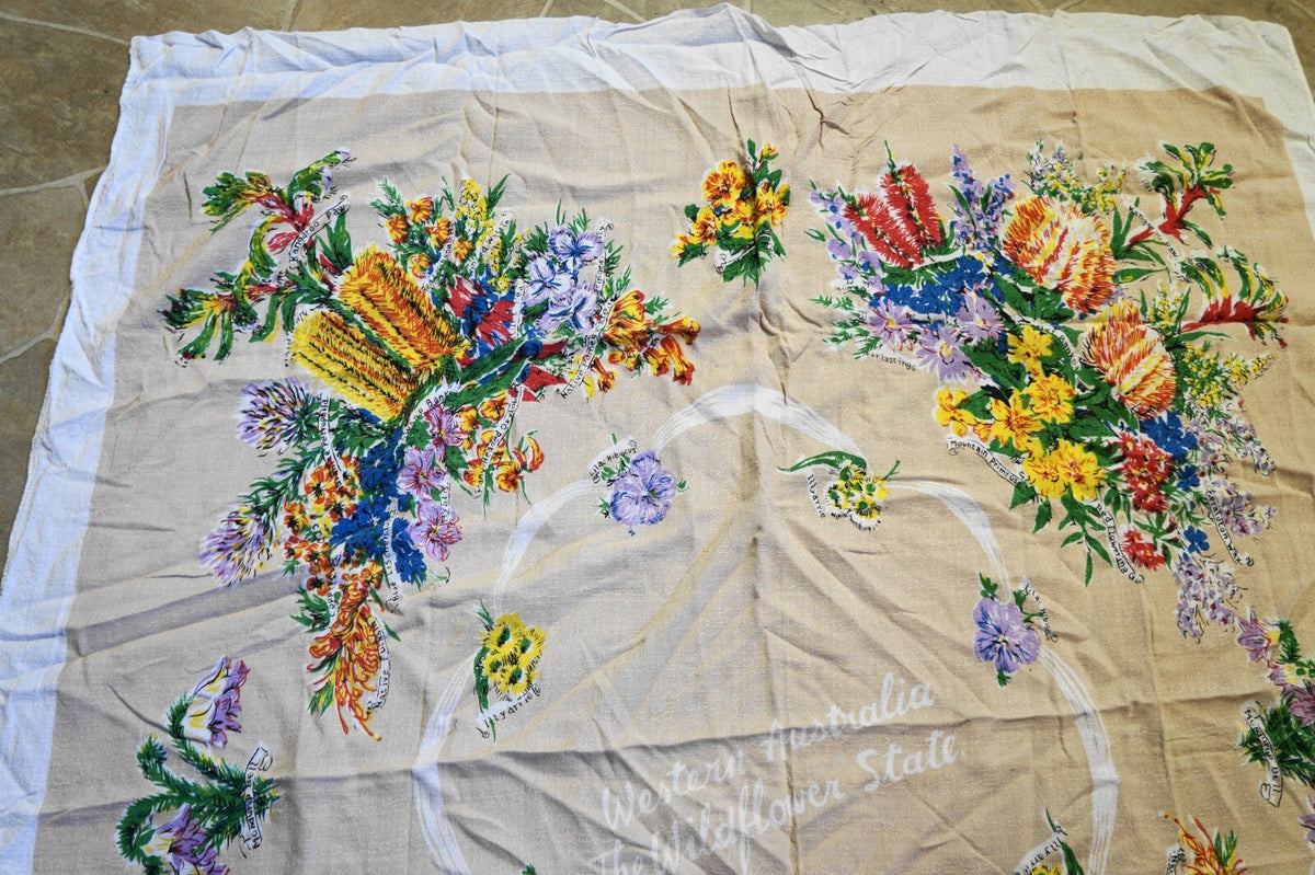 Western Australia The Wildflower State Small Tablecloth Beige Background Floral