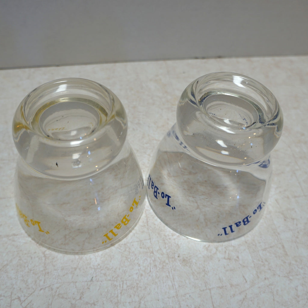 Eva Zeisel Lo-Ball Yellow Blue Federal Glass Pair