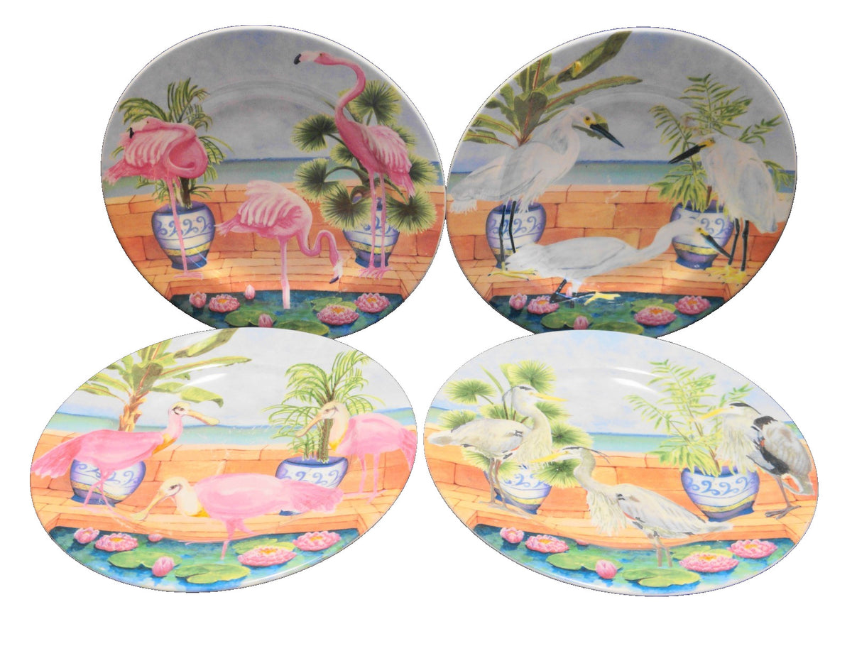American Atelier Marsh Birds Salad Plates Set of 4 Different Designs