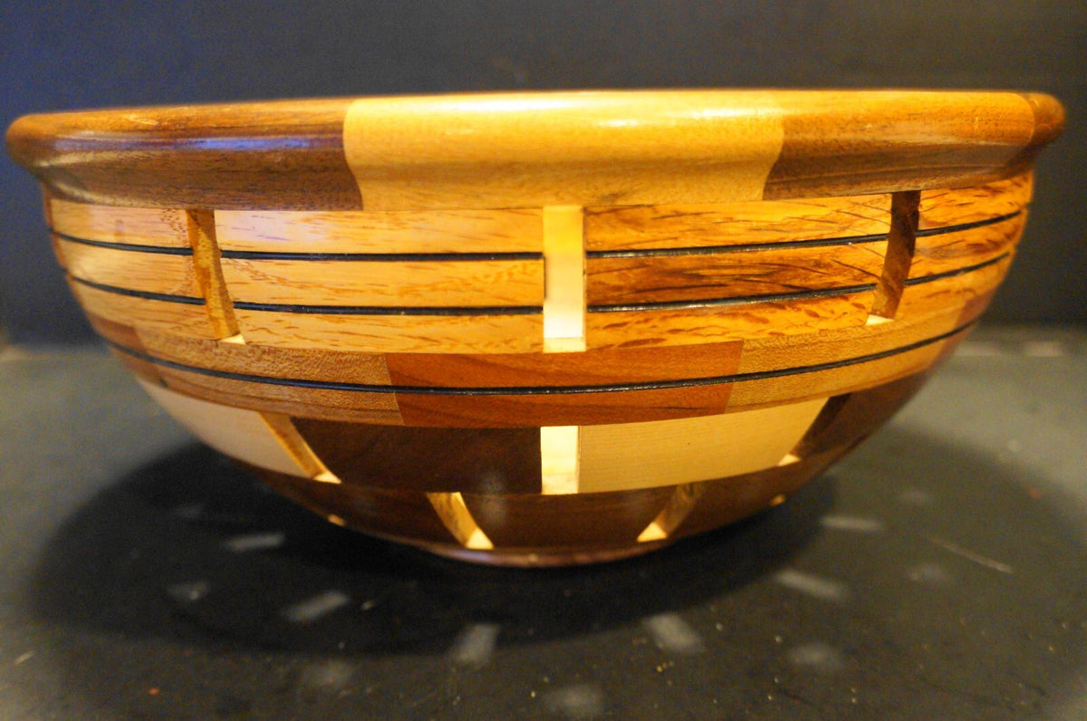 Wood Block Stacked Bowl Artist Signed MMZ