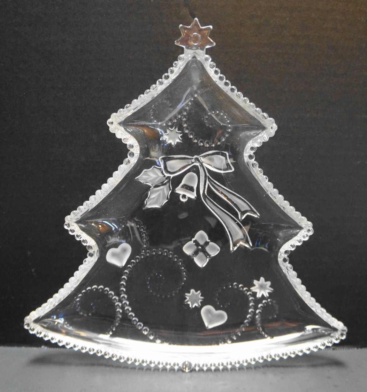 Mikasa Crystal Christmas Tree Fiesta Pattern Tray Plate Dish
