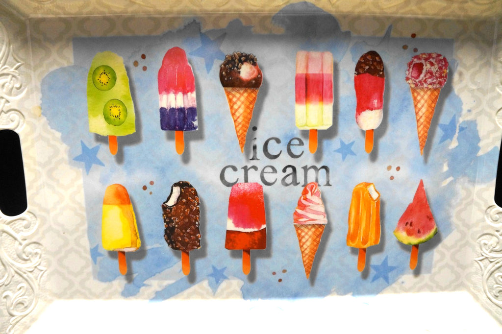 Ice Cream Decorated Melamine Serving Tray Made in Italy Large 21 x 15