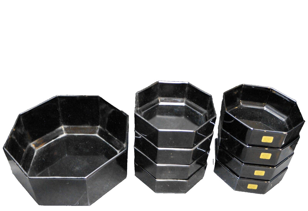 Arcoroc Octime Black Salad Serving Bowl Cereal Bowls 9 Pieces France