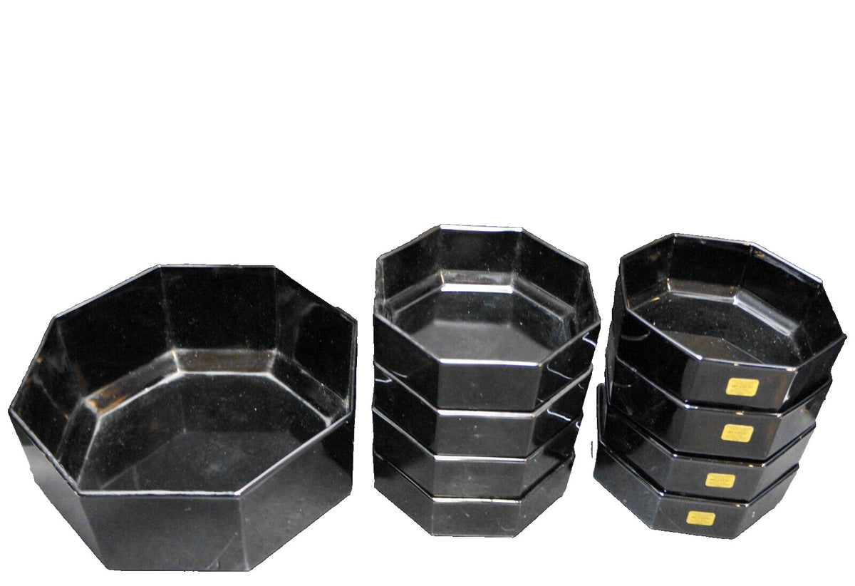 Arcoroc Octime Black Salad Serving Bowl Cereal Bowls 9 Pieces France