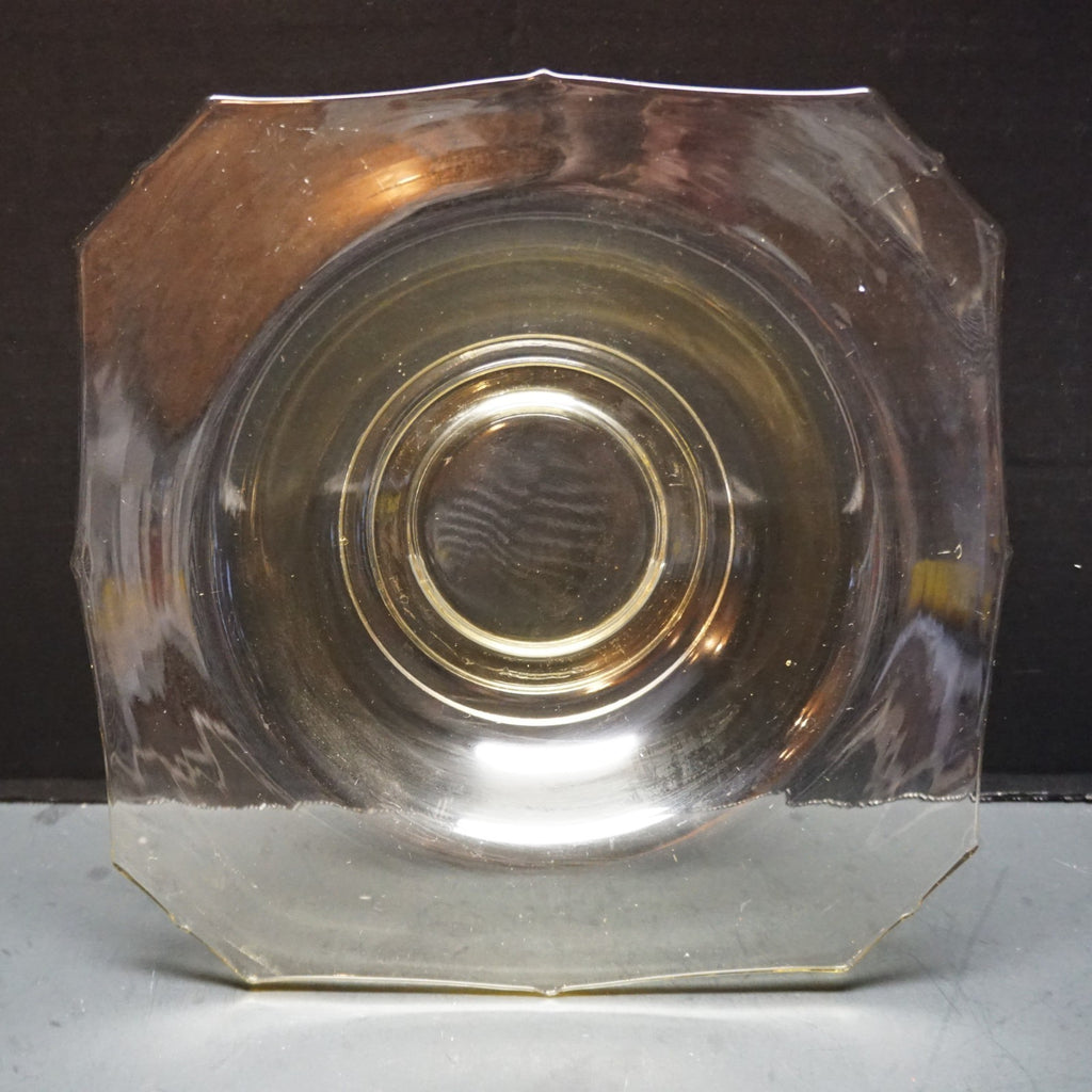 Yellow Depression Glass Square Console Bowl