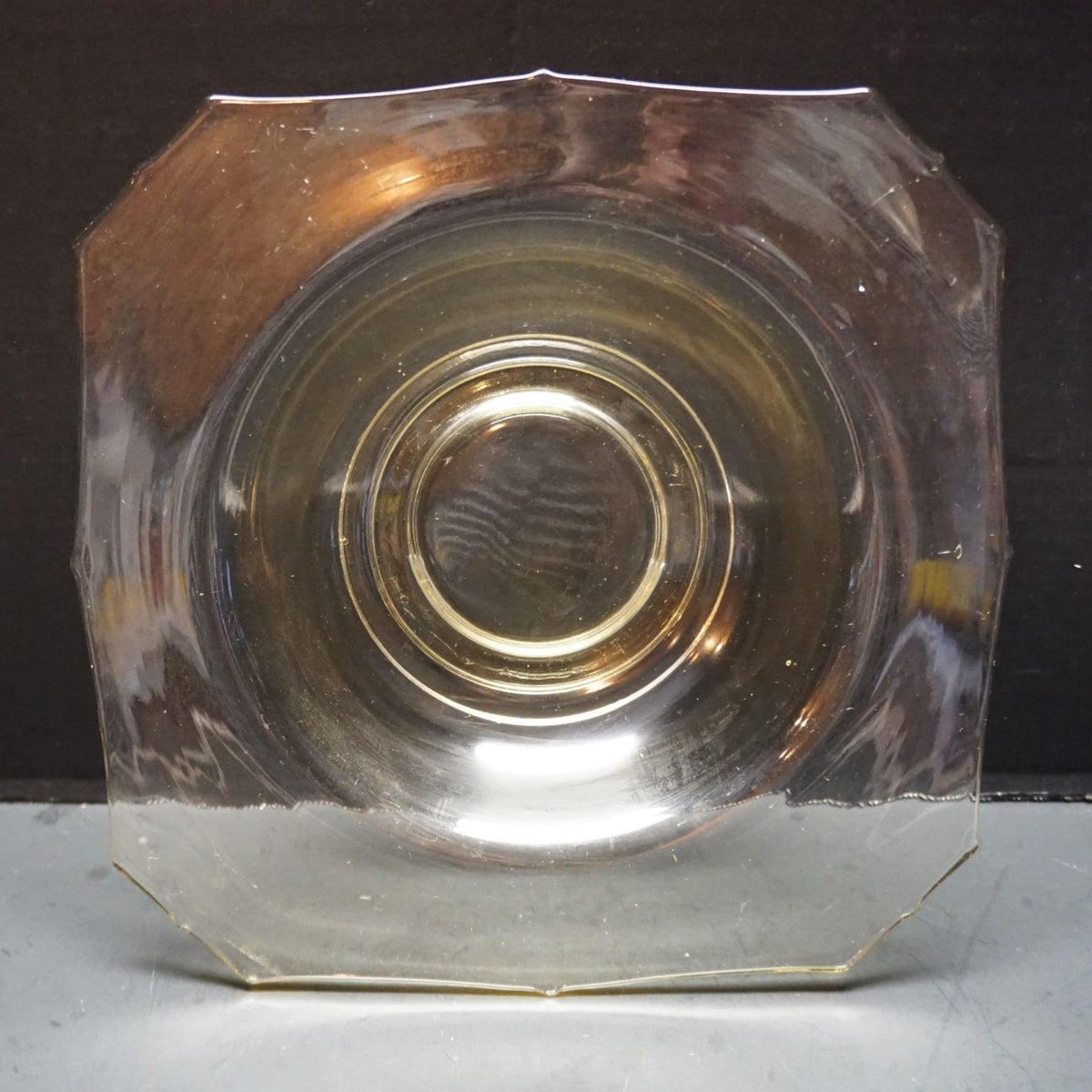 Yellow Depression Glass Square Console Bowl
