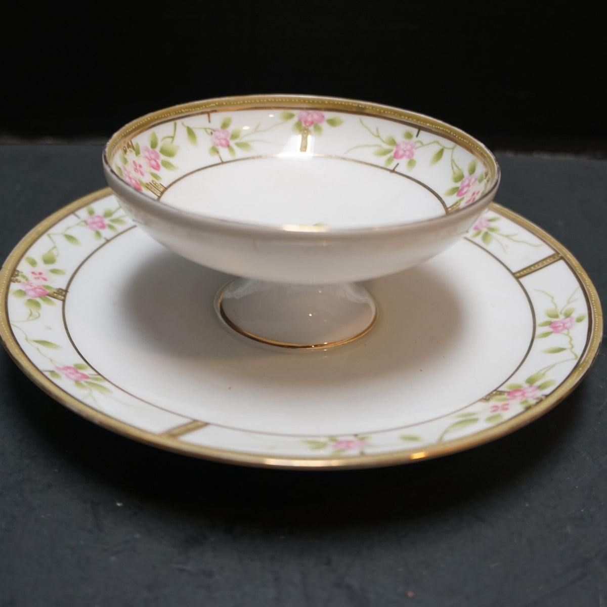 Nippon Rising Sun Two Tier Pedestal Bowl Plate Cracker Tea Party Server
