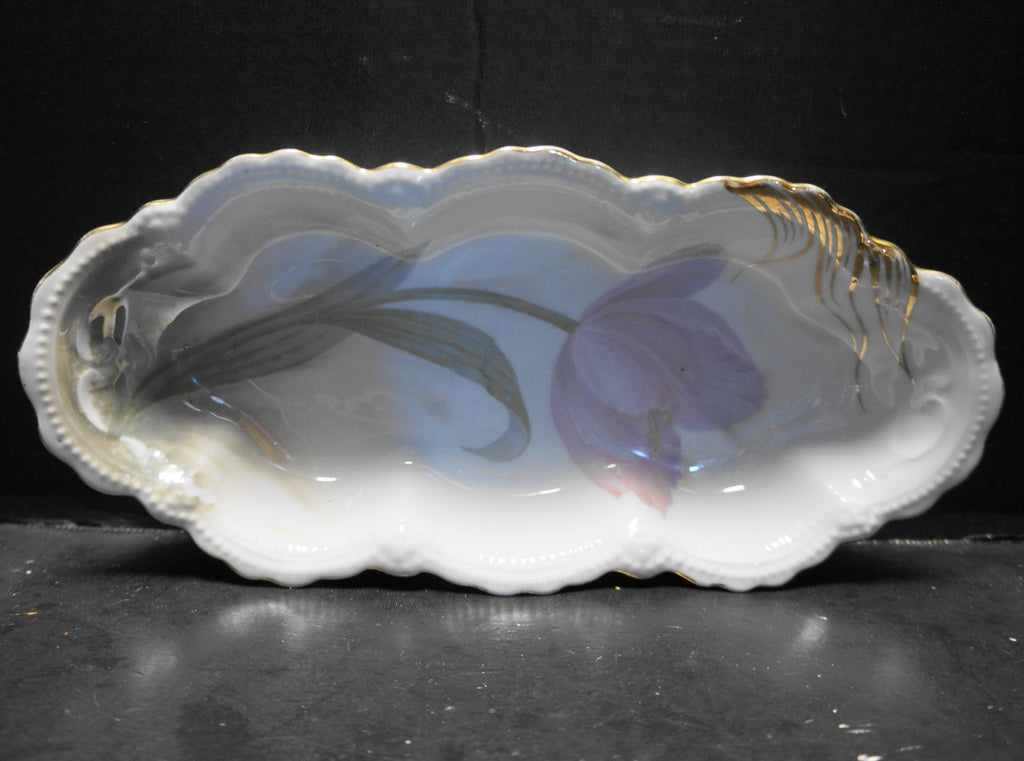 C.A. Lehmann & Son Leuchtenberg Germany Celery Dish Pink Tulip
