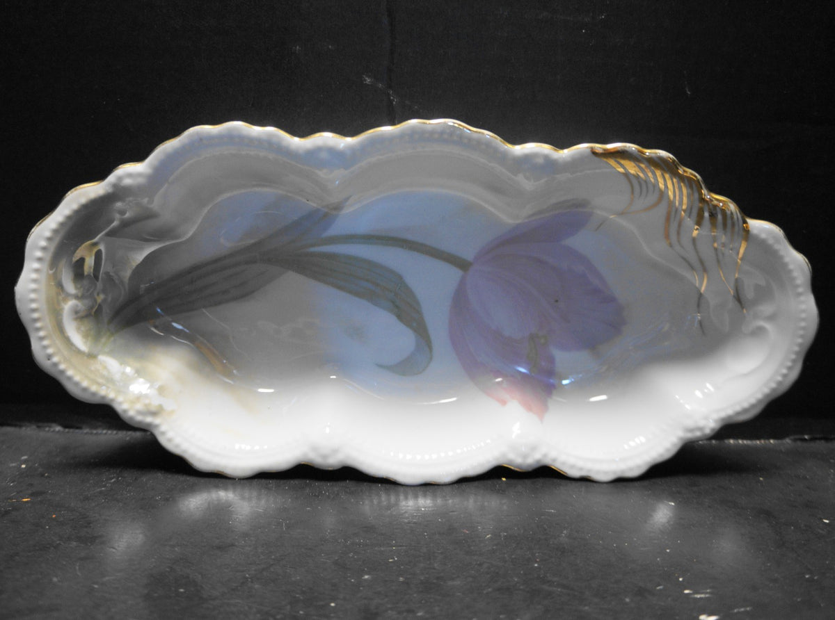 C.A. Lehmann & Son Leuchtenberg Germany Celery Dish Pink Tulip