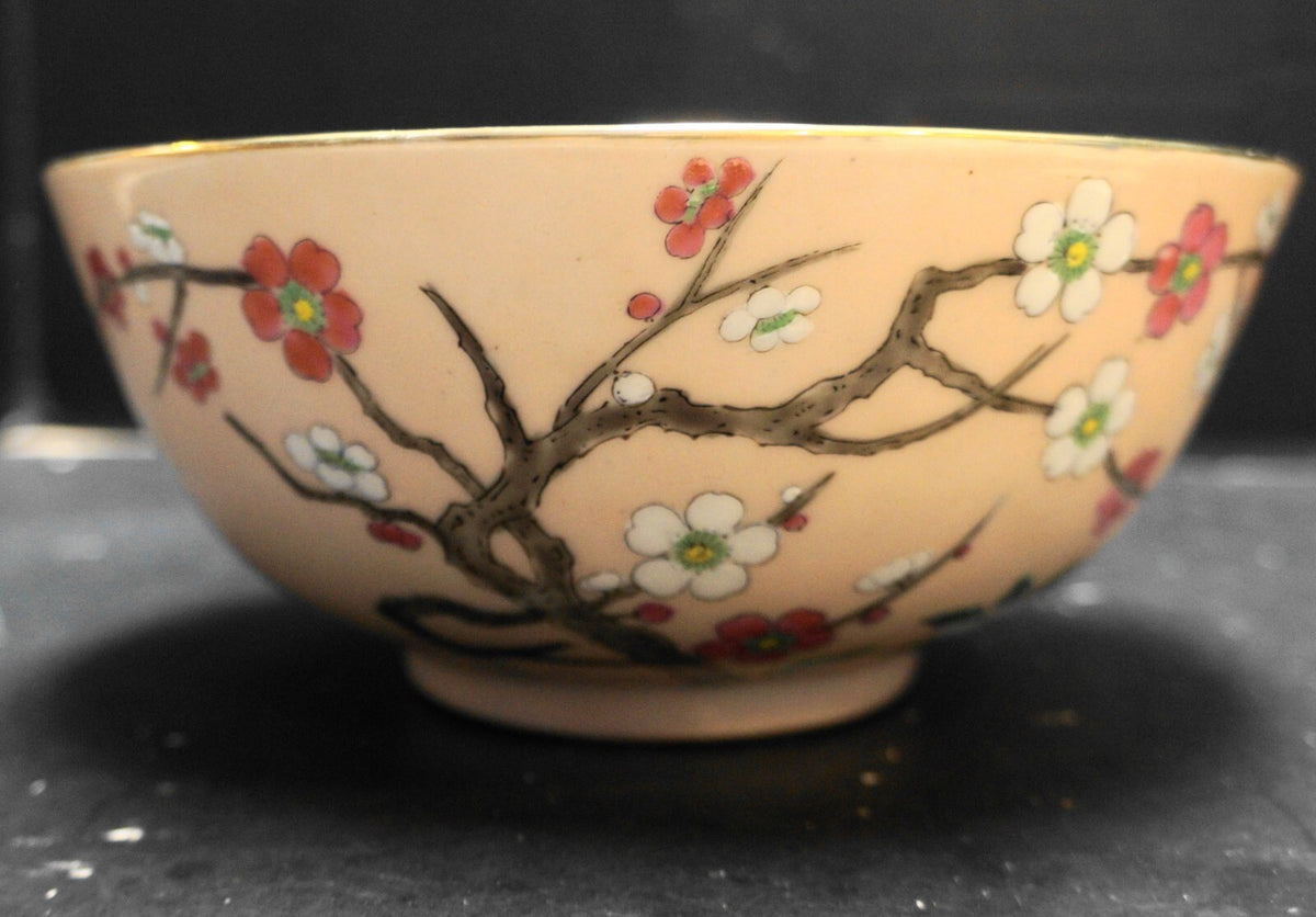 SOLD Cherry Blossom Hand Painted Pink Porcelain Display Bowl 8 IN