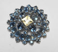 Ice Blue Clear Rhinestone Round Domed Brooch Pin Unsigned