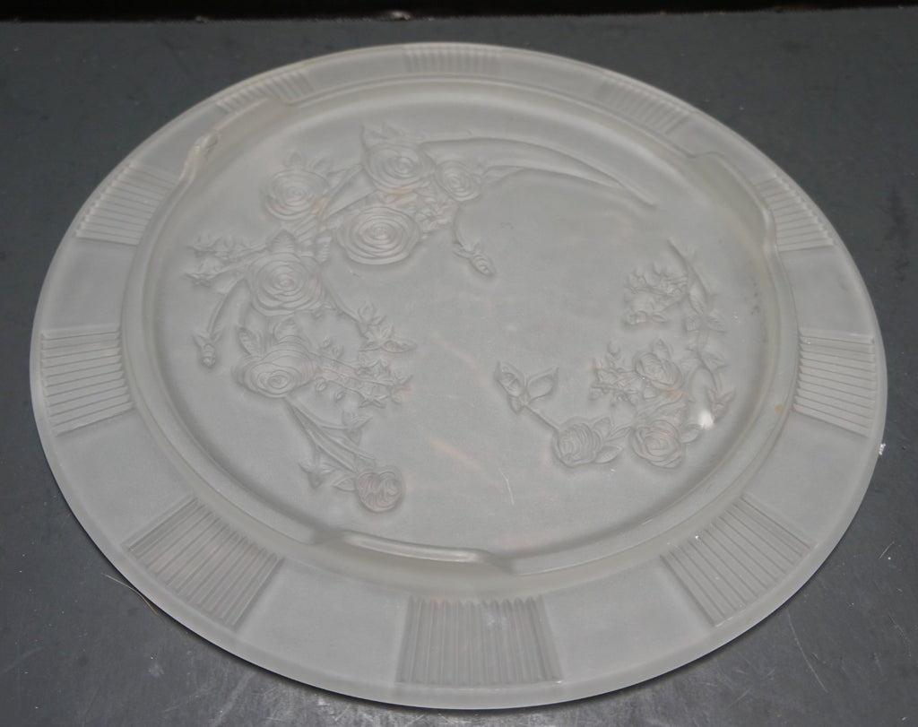 Federal Glass Sharon Rose Frosted Satin Cake Plate