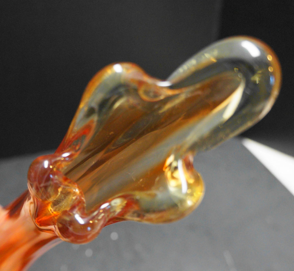 Orange Ombre Amberina Swung MCM Vase 12 IN Ground Foot