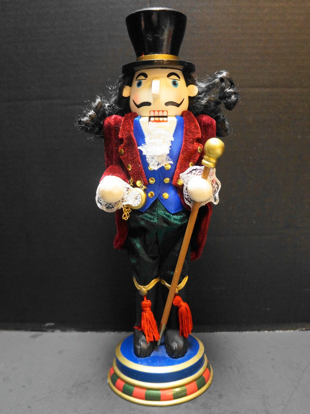 Pier 1 Nutcracker Top Hat Pocket Watch Cane Black Hair