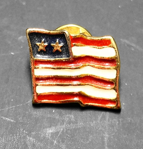 2 Star 7 Stripe American Flag Patriotic Enamel Lapel Pin