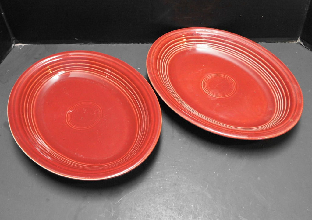 Homer Laughlin Fiesta Cinnabar Oval Plates Platters 11 5/8 IN Pair