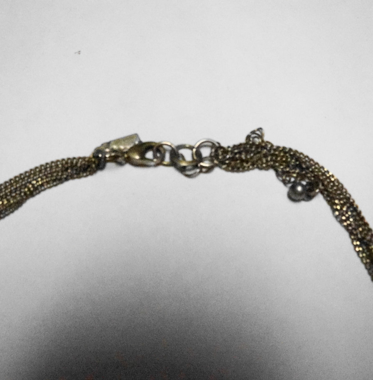 Antiqued Gold Tone Chocolate Brown Rhinestone Link Necklace