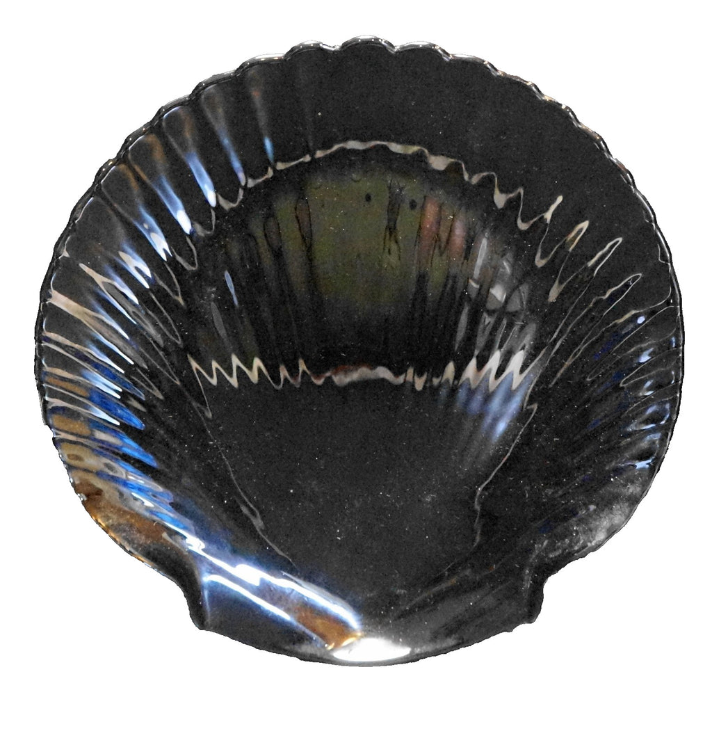 Arcopal Coquillage Black Glass Dinner Plate Clam Shell Set of 3