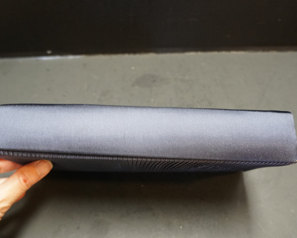 La Regale Midnight Blue Pleated Satin Evening Bag Clutch Purse