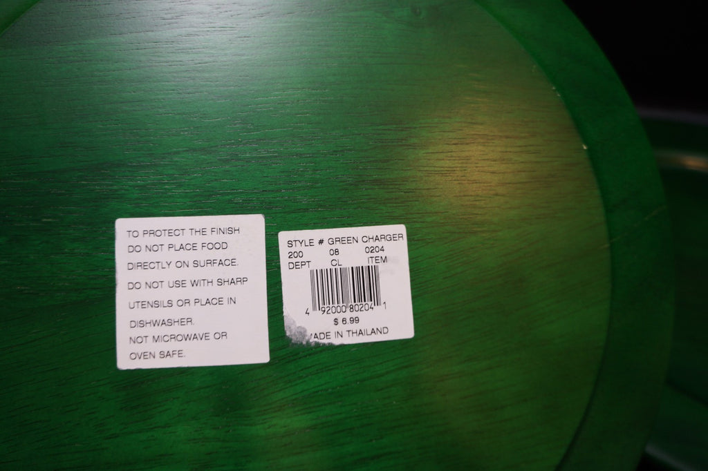 Emerald Green Wood Charger Plates Set of 4 Thailand