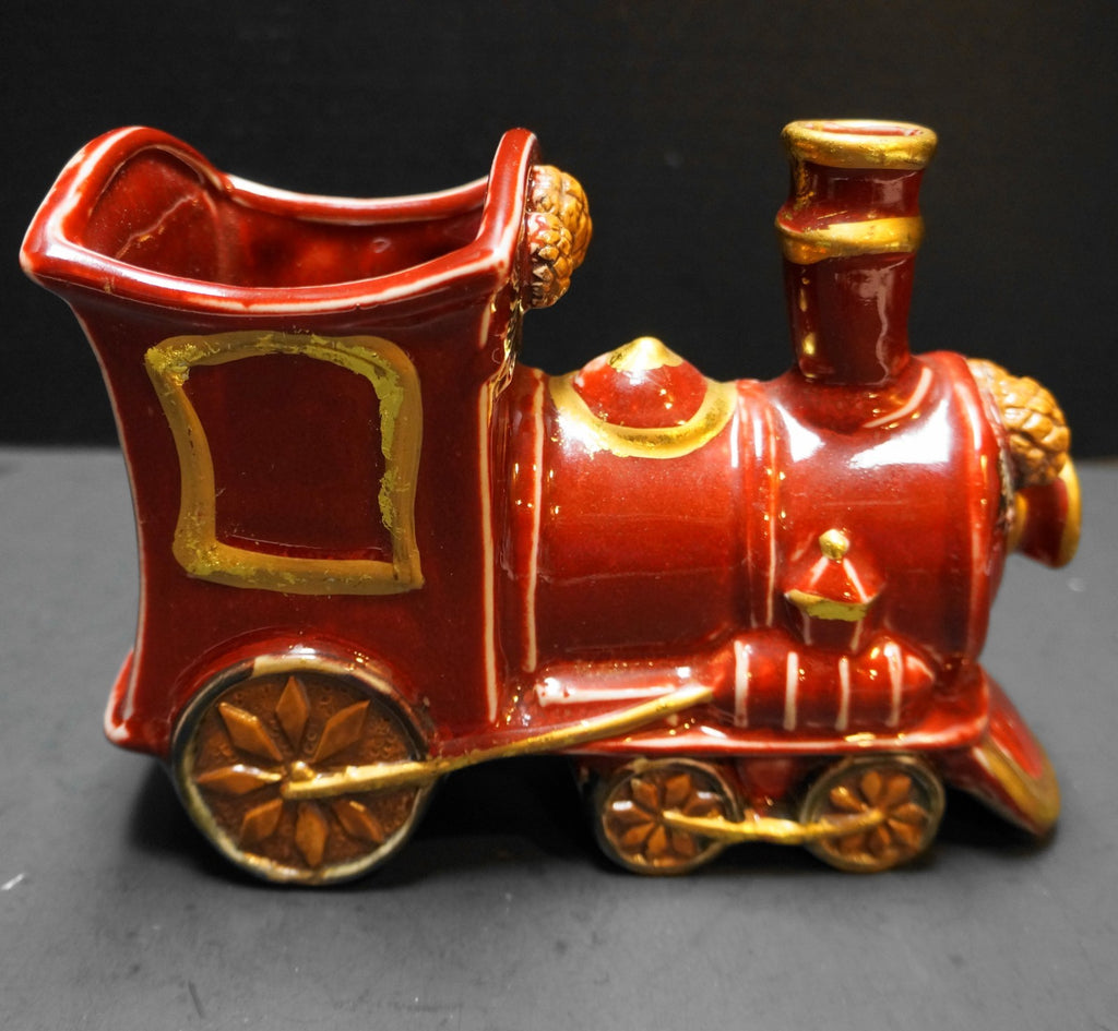 Brick Red Ceramic Christmas Train Planter