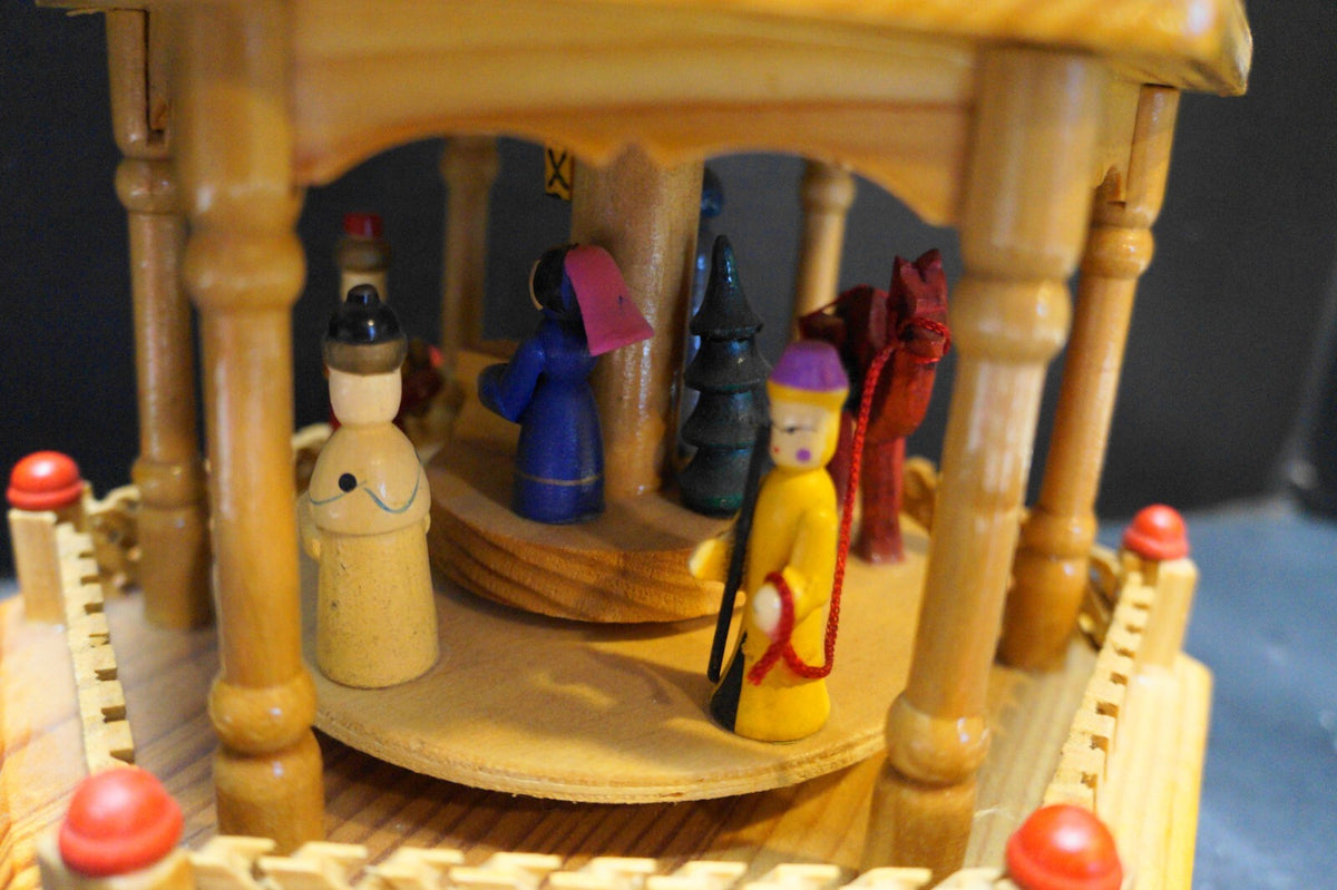 Germany Nativity Carousel Wood Hand Painted Vintage Incomplete